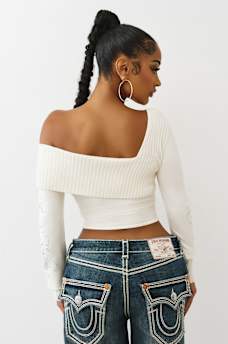 ASYMMETRICAL OFF-THE-SHOULDER SWEATER, image 5