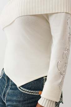 ASYMMETRICAL OFF-THE-SHOULDER SWEATER, image 6