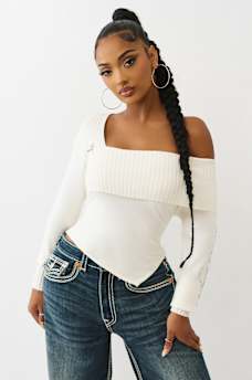 ASYMMETRICAL OFF-THE-SHOULDER SWEATER, image 1