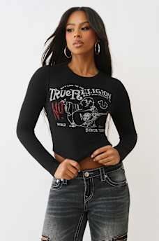 PRINTED BUDDHA LONG SLEEVE BABY TEE, image 2