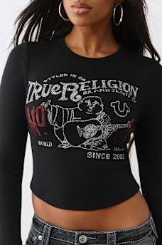 PRINTED BUDDHA LONG SLEEVE BABY TEE, image 1