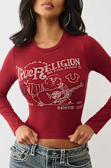 PRINTED BUDDHA LONG SLEEVE BABY TEE, image 1