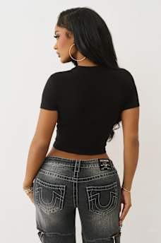 CRYSTAL WINGED LOGO BABY TEE, image 5