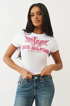 CRYSTAL WINGED LOGO BABY TEE, image 2