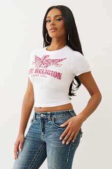 CRYSTAL WINGED LOGO BABY TEE, image 4