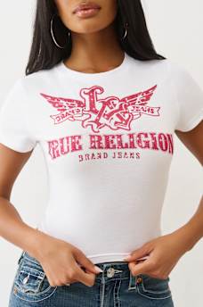 CRYSTAL WINGED LOGO BABY TEE, image 1