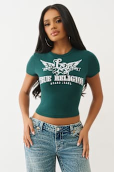 CRYSTAL WINGED LOGO BABY TEE, image 2