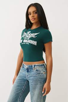 CRYSTAL WINGED LOGO BABY TEE, image 4