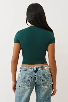 CRYSTAL WINGED LOGO BABY TEE, image 5