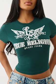 CRYSTAL WINGED LOGO BABY TEE, image 1