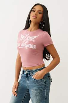 CRYSTAL WINGED LOGO BABY TEE, image 4