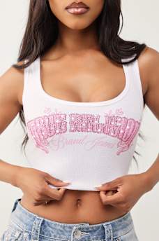 CAMISETA SIN MANGAS ACANALADA CON CRISTALES, image 2