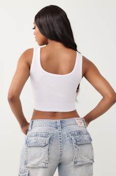 CAMISETA SIN MANGAS ACANALADA CON CRISTALES, image 6