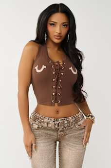 APPLIQU&Eacute; LACE-UP TANK, image 2