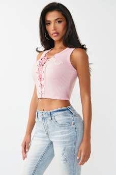 APPLIQU&Eacute; LACE-UP TANK, image 4