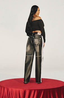 BAILEY FAUX LEATHER BARREL PANT, image 2