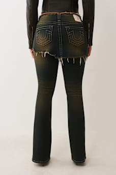 BECCA MID RISE SKIRT OVERLAY BOOTCUT JEAN, image 4