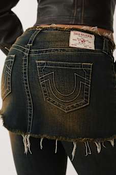 BECCA MID RISE SKIRT OVERLAY BOOTCUT JEAN, image 5