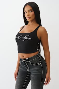 CROPPED STRAPPY RIBBED TANK, image 4