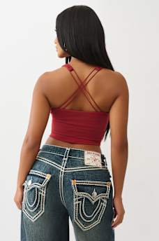 CROPPED STRAPPY RIBBED TANK, image 6