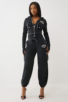 RIBBED BIG T SHRUNKEN ZIP HOODIE, image 3