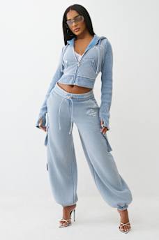 RIBBED BIG T SHRUNKEN ZIP HOODIE, image 5