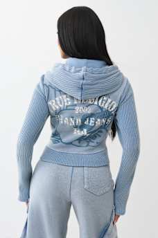 RIBBED BIG T SHRUNKEN ZIP HOODIE, image 7