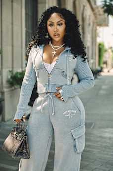 RIBBED BIG T SHRUNKEN ZIP HOODIE, image 1