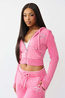 SUDADERA CORTA CON CAPUCHA Y CIERRE ACANALADA BIG&nbsp;T, image 4