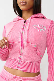 SUDADERA CORTA CON CAPUCHA Y CIERRE ACANALADA BIG&nbsp;T, image 5