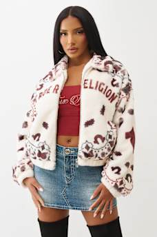 BANDANA PRINT FAUX FUR  JACKET, image 6