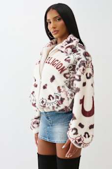 BANDANA PRINT FAUX FUR  JACKET, image 8