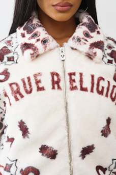 BANDANA PRINT FAUX FUR  JACKET, image 9