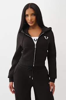 CRYSTAL WING SHRUNKEN ZIP HOODIE, image 2