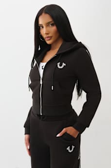 CRYSTAL WING SHRUNKEN ZIP HOODIE, image 5