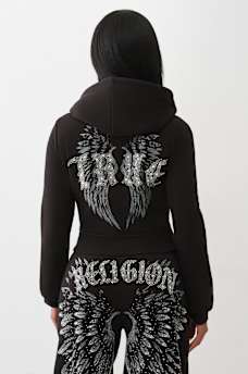 CRYSTAL WING SHRUNKEN ZIP HOODIE, image 6