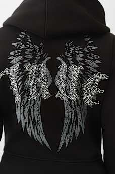 CRYSTAL WING SHRUNKEN ZIP HOODIE, image 1