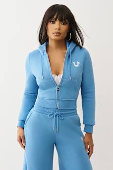 CRYSTAL WING SHRUNKEN ZIP HOODIE, image 2