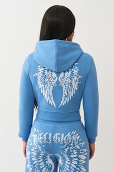 CRYSTAL WING SHRUNKEN ZIP HOODIE, image 5