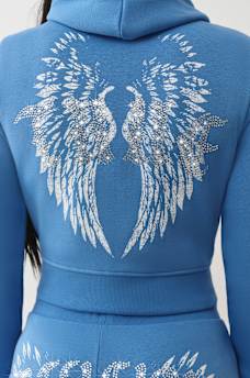 CRYSTAL WING SHRUNKEN ZIP HOODIE