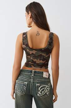 CAMISETA CORTA SIN MANGAS CAMUFLADA CON CRISTALES, image 5