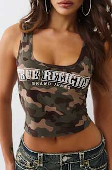 CAMISETA CORTA SIN MANGAS CAMUFLADA CON CRISTALES, image 1