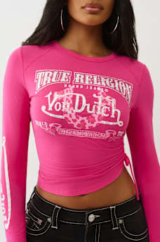 TRUE RELIGION X VON DUTCH ASYMMETRICAL RAGLAN TEE, image 2