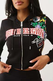 TRUE RELIGION X VON DUTCH SHRUNKEN ZIP HOODIE