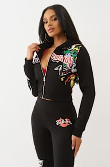 TRUE RELIGION X VON DUTCH SHRUNKEN ZIP HOODIE