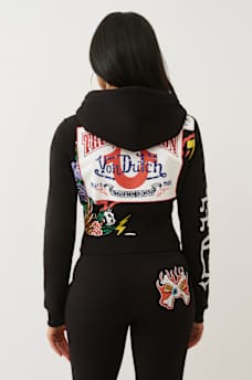 TRUE RELIGION X VON DUTCH SHRUNKEN ZIP HOODIE