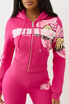 TRUE RELIGION X VON DUTCH CRYSTAL SHRUNKEN ZIP HOODIE, image 7