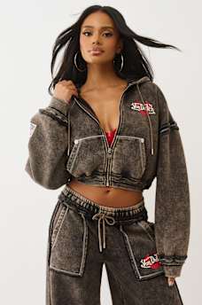 TRUE RELIGION X VON DUTCH WASHED GIRLFRIEND ZIP HOODIE