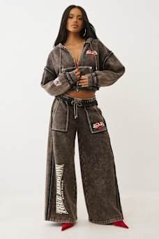 TRUE RELIGION X VON DUTCH WASHED GIRLFRIEND ZIP HOODIE