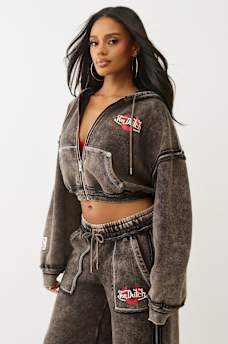 TRUE RELIGION X VON DUTCH WASHED GIRLFRIEND ZIP HOODIE